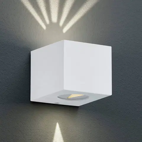 Venkovní nástěnná svítidla Reality Leuchten Hranaté LED venkovní nástěnné světlo Cordoba, bílé