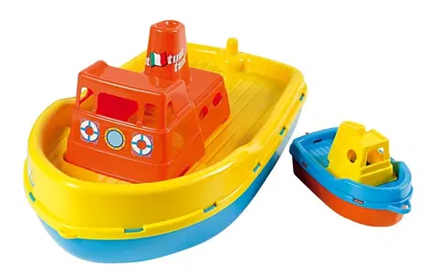 Hračky na zahradu ANDRONI - Loď se sirénou a malým člunem - délka 39 cm, žlutá paluba