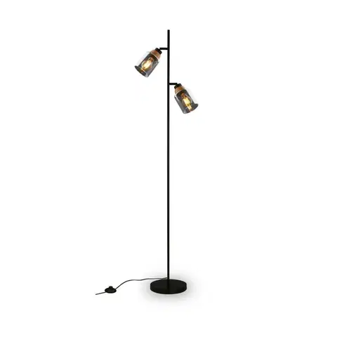 Designové stojací lampy BRILONER Stojací svítidlo, 150 cm, 2x E27, max. 10W, černá BRI 1486025