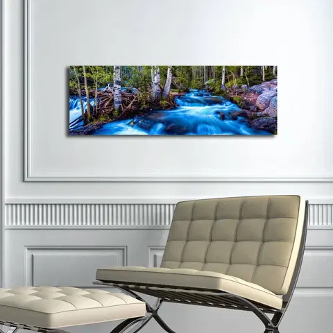 Obrazy Wallity Obraz s LED osvětlením KRAJINA S POTOKEM 38 30 x 90 cm
