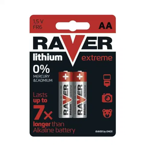 Jednorázové baterie Lithiová baterie RAVER FR6 (AA), blistr