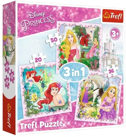 Hračky puzzle TREFL - Puzzle 3v1 Rapunzel, Aurora a Ariel Disney Princess