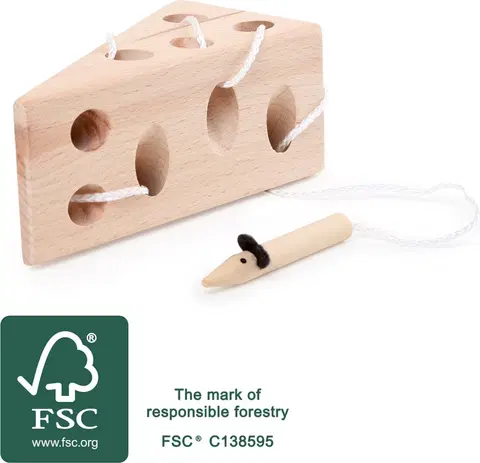 Dřevěné hračky Small foot Dřevěná provlékací hračka CHEESE