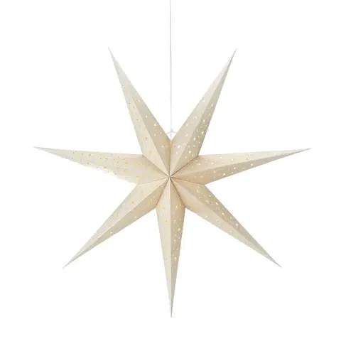 Vánoční světelná hvězda Markslöjd LED závěsná hvězda prázdná, na baterie, časovač Ø 75cm, zlatá barva
