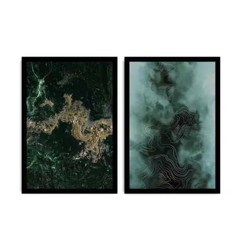 Obrazy Wallity Sada nástěnných obrazů Colops 36x51 cm 2 ks zelená