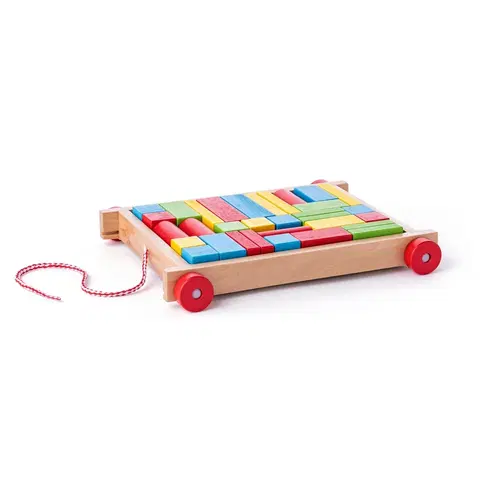 Dřevěné hračky Woody Vozík s kostkami malý - 34 dílů 