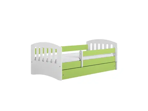 Dětské postýlky Kocot kids Dětská postel Classic I zelená, varianta 80x140, se šuplíky, bez matrace