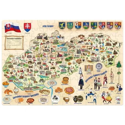 Dřevěné hračky Popular Puzzle Mapa Slovenska, 160 dílků