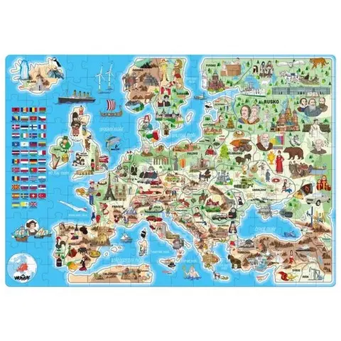 Dřevěné hračky Popular Puzzle Mapa Evropy, 160 dílků