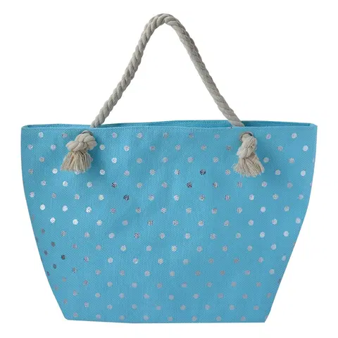Nákupní tašky a košíky Modrá plážová taška se stříbrnými puntíky Dotta - 56*7*37 cm Clayre & Eef JZBG0268