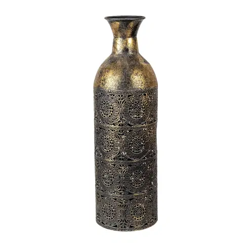 Dekorativní vázy Zlatá dekorační váza s patinou se vzorem Joslin - Ø 14*47 cm Clayre & Eef 6Y4497L