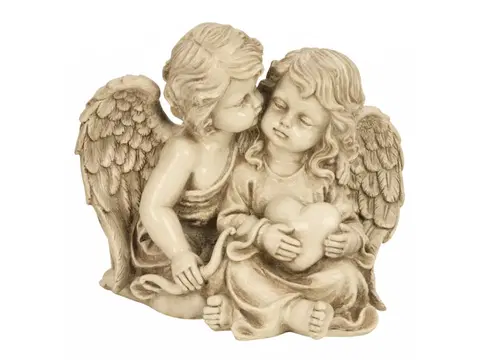 Sošky, figurky-andělé PROHOME - Andělé sedící se srdcem 21,5cm