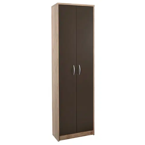 Šatní skříně s otočnými dveřmi Úzká 2dveřová Skříň Iza, Hnědá/dub