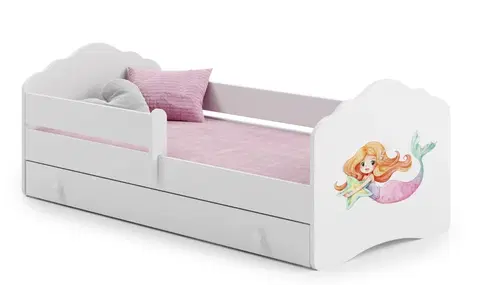 Postele ArtAdrk Dětská postel CASIMO | se zásuvkou a zábranou Provedení: Mořská panna