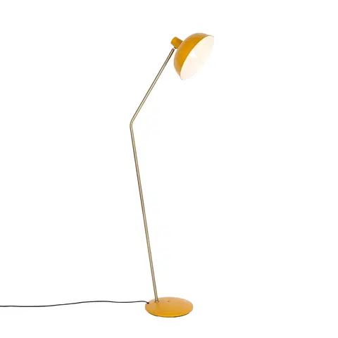 Stojaci lampy Retro stojací lampa žlutá s bronzem - Milou