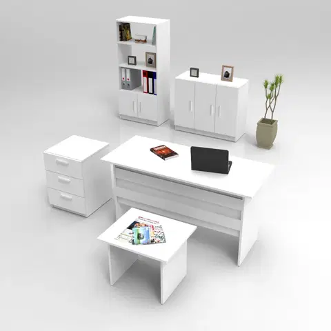Kancelářské a psací stoly Set kancelářského nábytku VO14 bílý