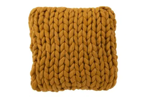 Dekorační polštáře Pletený okrový polštář Tricot ochre - 40*40 cm J-Line by Jolipa 7257