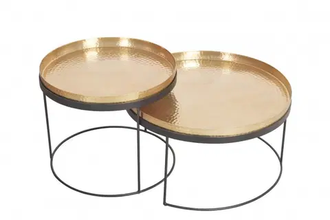 Designové a luxusní konferenční stolky Estila Art-deco set kulatých konferenčních stolků Elements zlatá 57cm