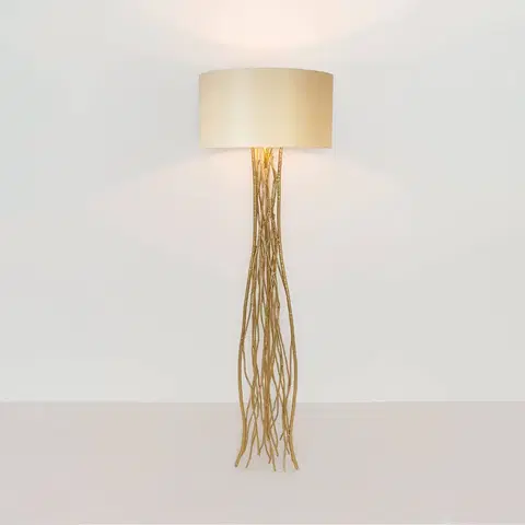 Stojací lampy Holländer Stojací lampa Capri, zlatá/ecru, výška 155 cm, kované železo