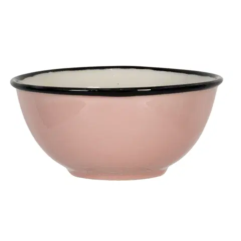 Mísy a misky Růžová keramická miska s černou linkou Printemps – Ø 12*6 cm Clayre & Eef 6CEBO0052P