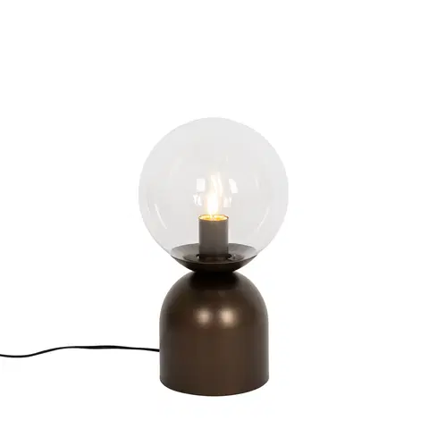 Stolni lampy Hotelová elegantní stolní lampa tmavě bronzová s čirým sklem - Pallon Trend