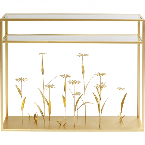Toaletní/konzolové stolky KARE Design Konzolový stolek Flower Meadow - zlatý, 100cm