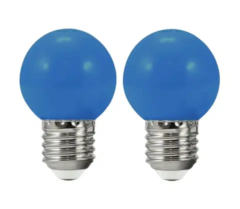 LED osvětlení  SADA 2x LED Žárovka PARTY E27/0,5W/36V modrá 3000K 