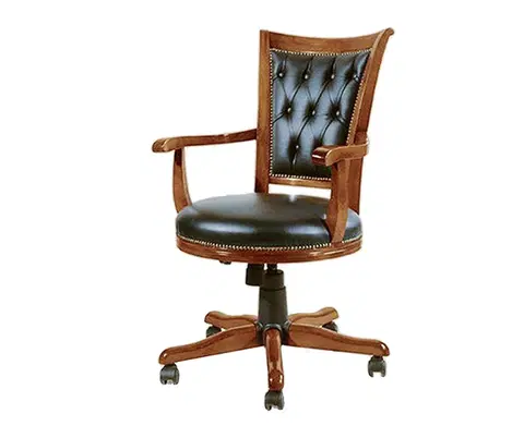 Designové a luxusní židle do pracovny a kanceláře Estila Luxusní rustikální kancelářská židle Emociones z masivního dřeva s čalouněním z ekokůže 100 cm