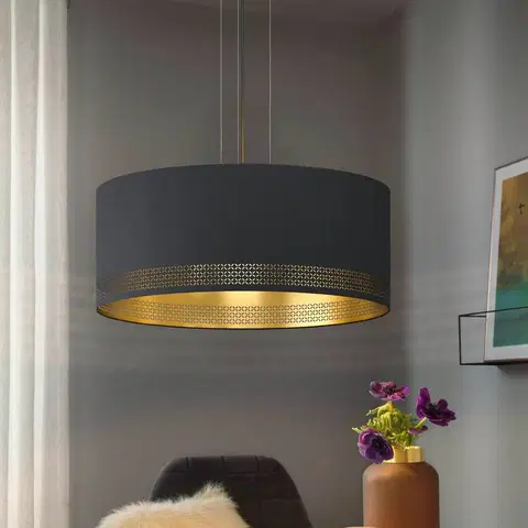 Závěsná světla EGLO Závěsné svítidlo Esteperra, černá/zlatá, Ø 53 cm
