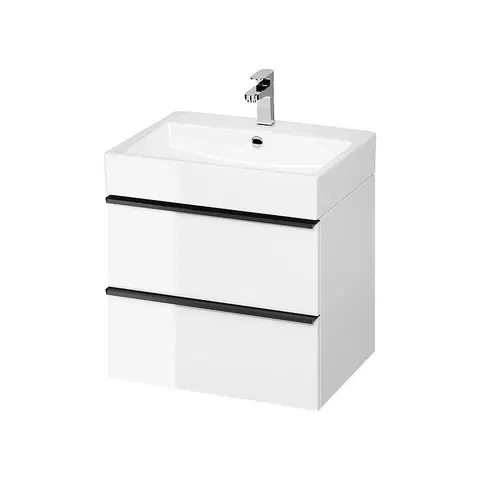 Koupelnový nábytek CERSANIT Umyvadlová skříňka VIRGO 60 bílá s černými úchyty S522-018
