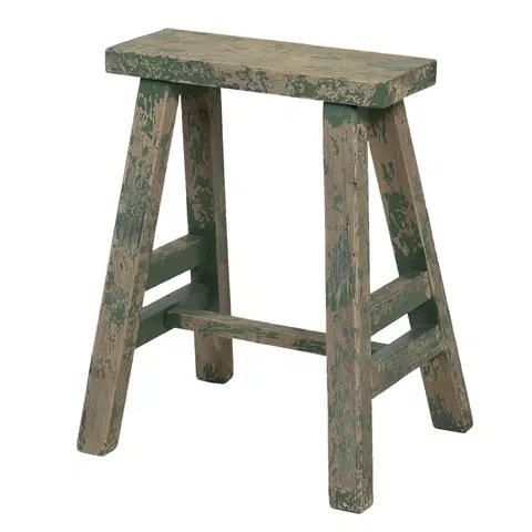 Stoličky Vysoká dřevěná zelená dekorační stolička s patinou - 39*29*47 cm Clayre & Eef 6H1965