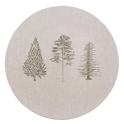 Talíře Béžový servírovací talíř se stromky Natural Pine Trees - Ø 33*1 cm Clayre & Eef NPT85