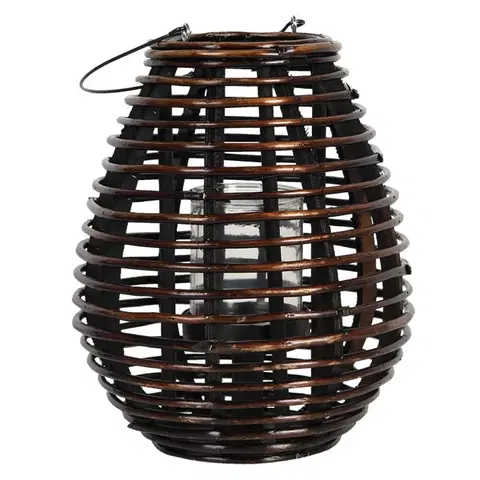 Zahradní lampy Hnědá dřevěná závěsná lucerna Eudo – Ø 29*35 cm Clayre & Eef 6RO0502