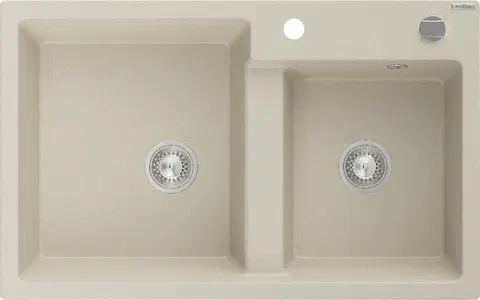 Sifony k pračkám MEXEN Tomas granitový dřez 2-bowl 800x500 mm, béžový, sifon chrom 6516802000-69