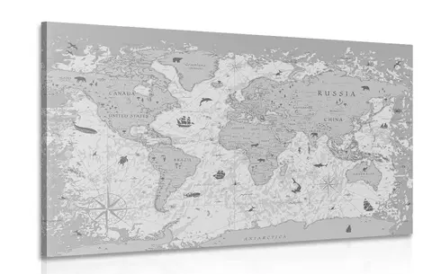 Obrazy mapy Obraz mapa v černobílém provedení