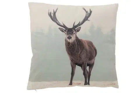 Dekorační polštáře Sametový polštář s jelenem Deer - 45*45 cm J-Line by Jolipa 7269