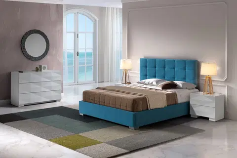 Luxusní a stylové postele Estila Moderní čalouněná postel Carla s geometrickým prošíváním na čele 90-180cm