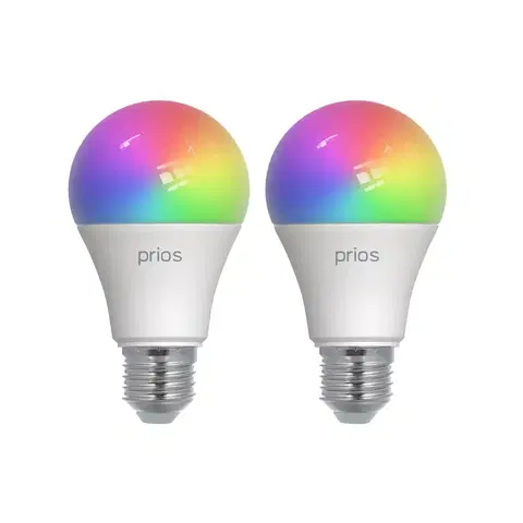 SmartHome LED ostatní žárovky PRIOS Prios LED E27 žárovka A60 9W RGBW WLAN matná 2ks