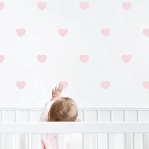 Samolepky na zeď Pudrově růžová srdíčka - samolepky pro holčičku