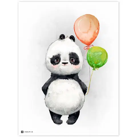 Obrazy do dětského pokoje Panda s balony do dětského pokoje
