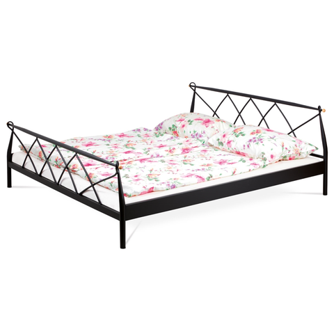 Postele Kovová jednolůžková postel GRANNY 180x200 cm, černý mat