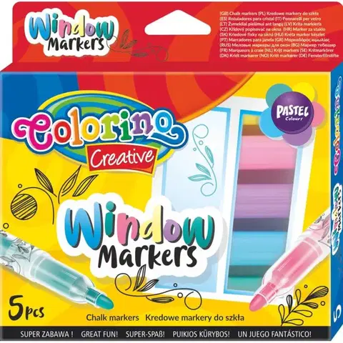 Hračky PATIO - Colorino fixy křídové na sklo 5 barev