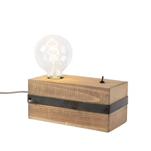 Stolni lampy Průmyslová stolní lampa dřevo - Reena