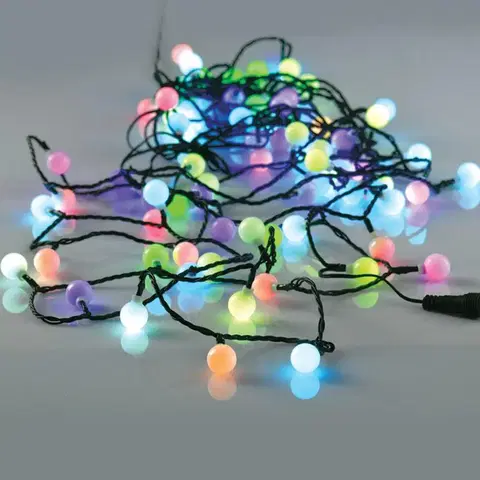 LED řetězy ACA Lighting bílé kuličky 80 multicolor LED dekorační řetěz, 220-240V, prodloužitelné (max 3), IP44, 8m+3m X068034101