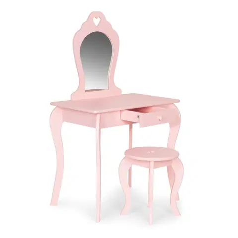 Toaletní stolky Dětský dřevěný toaletní stolek EcoToys růžový