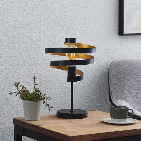 Stolní lampy Lindby Lindby Colten stolní lampa, černá, zlatá