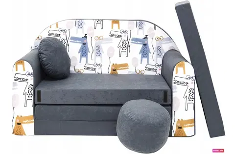 Dětské sedačky Detská rozkladacia pohovka s krokodílmi 98 x 170 cm