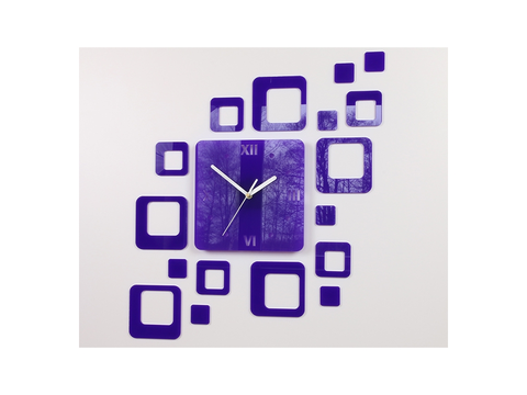 Nalepovací hodiny ModernClock 3D nalepovací hodiny Roman Quadrat fialové