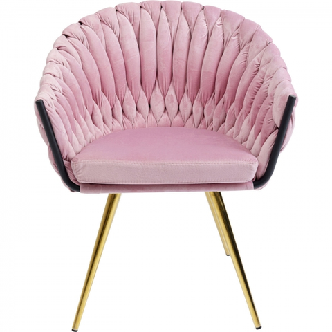Jídelní židle KARE Design Růžová polstrovaná židle s područkami Knot