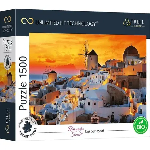 Hračky puzzle TREFL - Prime puzzle 1500 UFT - Romantický západ slunce: Oia, Santorini